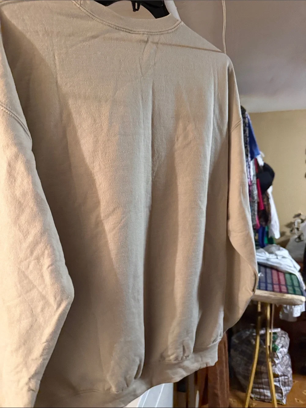 NIRVANA Beige Crewneck with Yellow Logo and Multicolor Tie-Dye Smiley